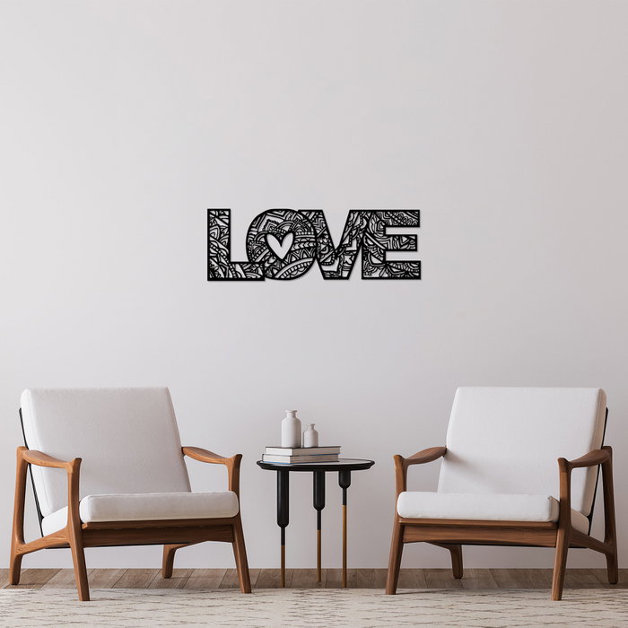 Wallity Love 5 Escultura de Pared de Metal Negra